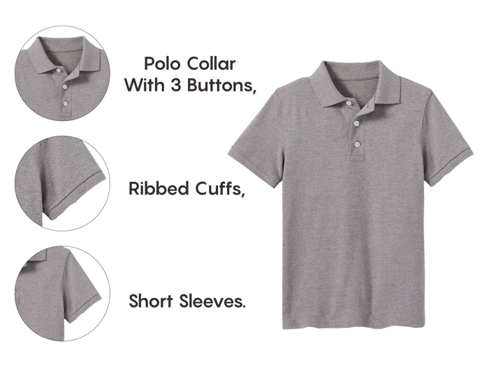 10-Pack School Uniform Tagless Polo Tshirt for Little Boys & Big Boys